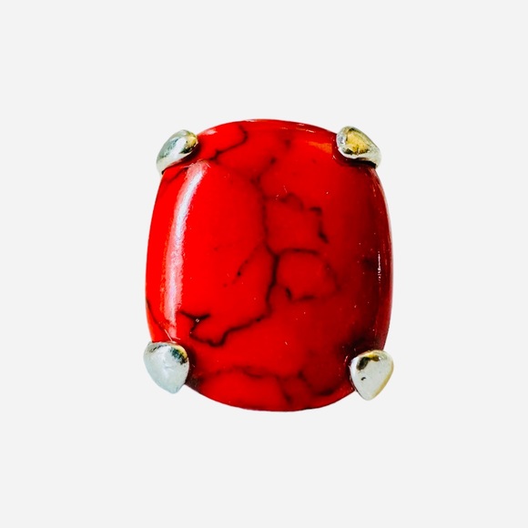 Vtg Stainless Steel Red Onyx - Picture 1 of 6
